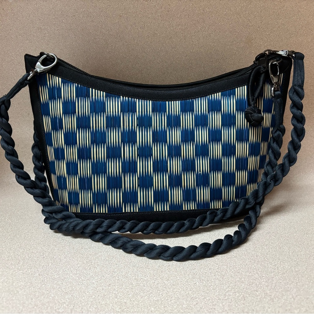 Baskets of Cambodia Navy and Cream Shoulder Bag